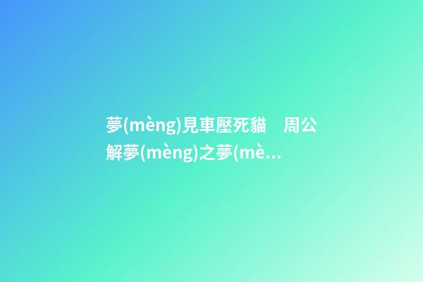 夢(mèng)見車壓死貓　周公解夢(mèng)之夢(mèng)到車壓死貓